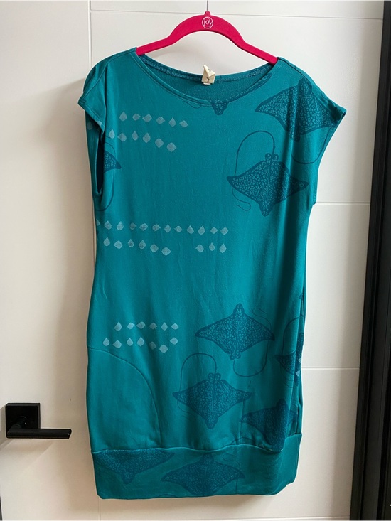 Smoking Lily Dresses & Skirts - Teal Printed Cap-Sleeve Shift Dress